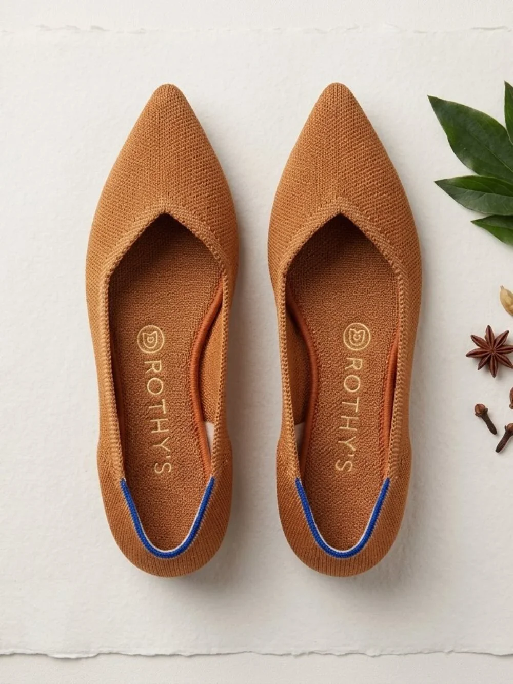 Rothy's Women's Pointed Knit Flats in Rust Orange Size 10
